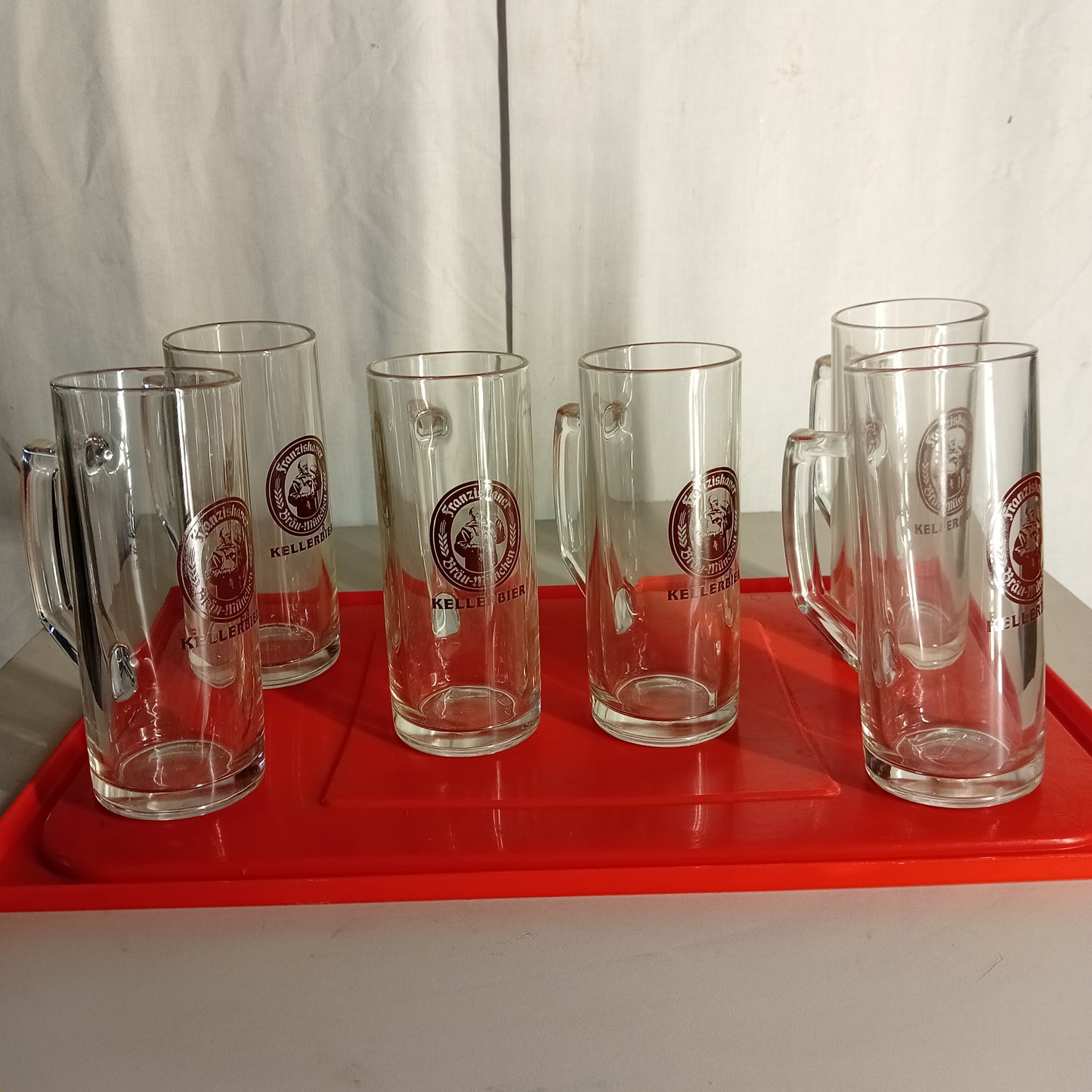 Boccali birra usati in vetro marca Borgonovo da 0,5l. Kellerbier, set da 6 pezzi Attrezzatura da ristorazione usata Sd Service Store