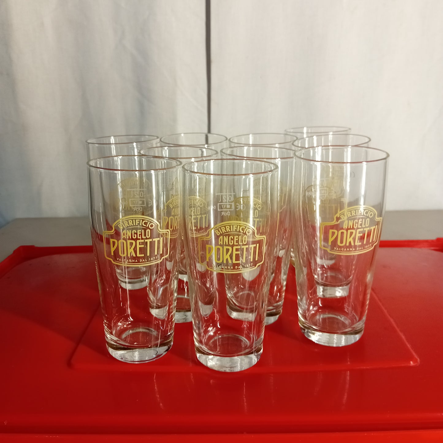 Bicchieri birra usati in vetro Birrificio Poretti, da 0,2l., set da 11 pezzi Attrezzatura da ristorazione usata Sd Service Store
