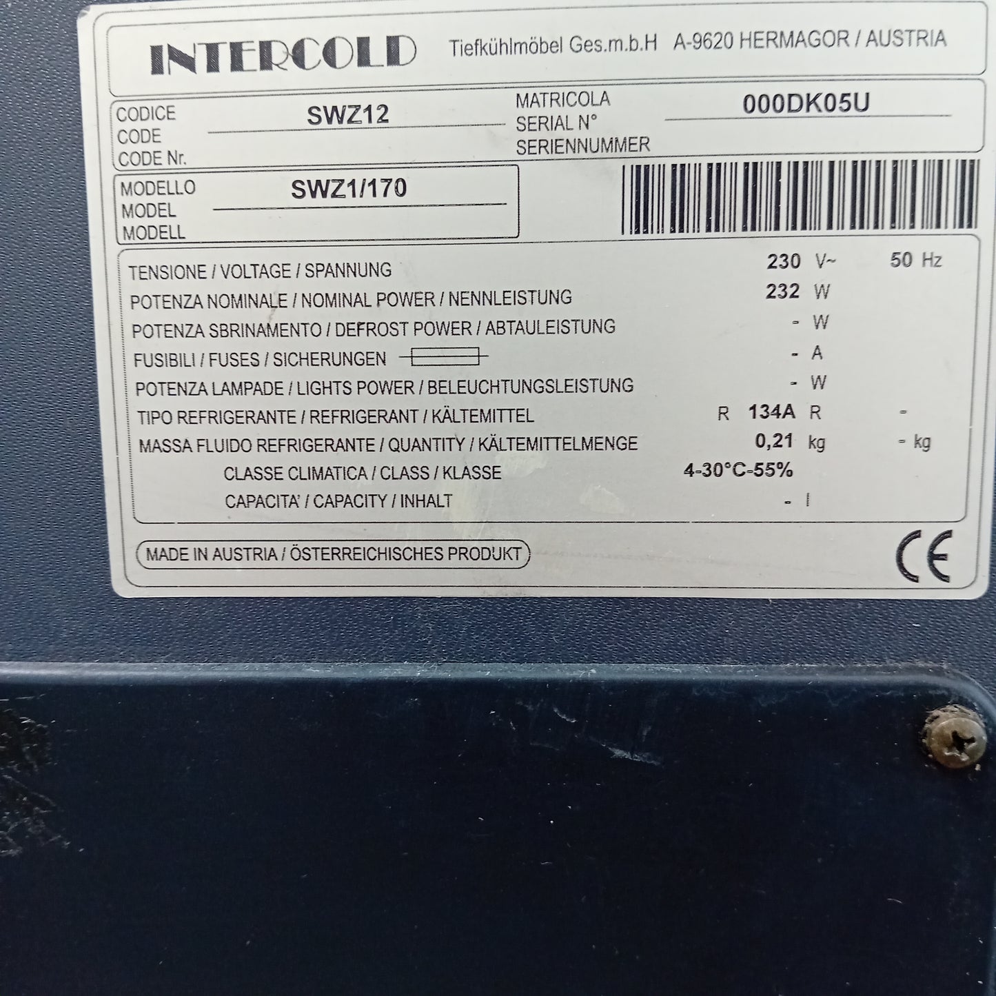Congelatore/freezer usato, gas a norma in ottime condizioni, vetro panoramico, larghezza 170cm, altezza 86cm, profondità 80cm Attrezzatura da ristorazione usata Sd Service Store