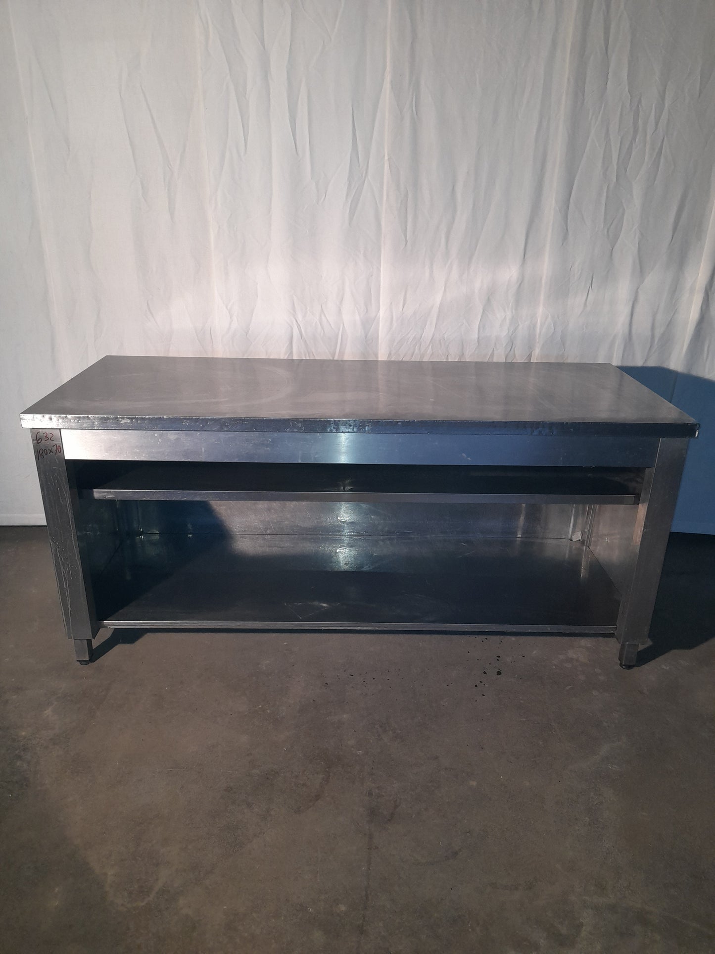 Banco usato in acciaio inox aisi 304 con mensola interna misure L 180 P 70 Alto 85 Attrezzatura da ristorazione usata Sd Service Store