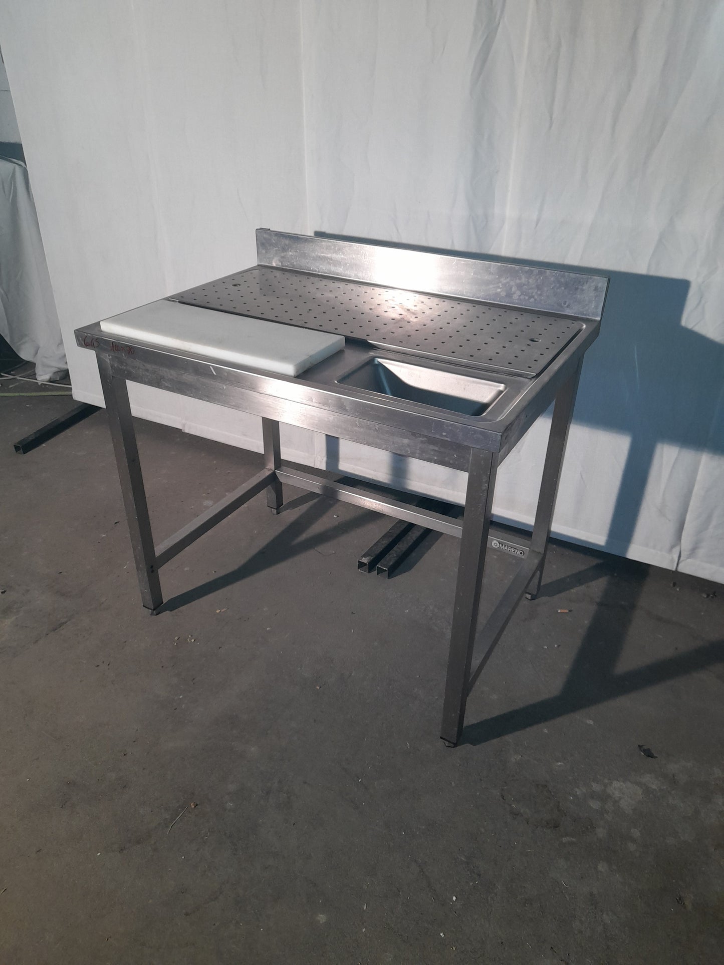 Tavolo in acciaio aisi 304 usato con foro per sbarazzo misure L 100 P 70 Alto 85 Attrezzatura da ristorazione usata Sd Service Store