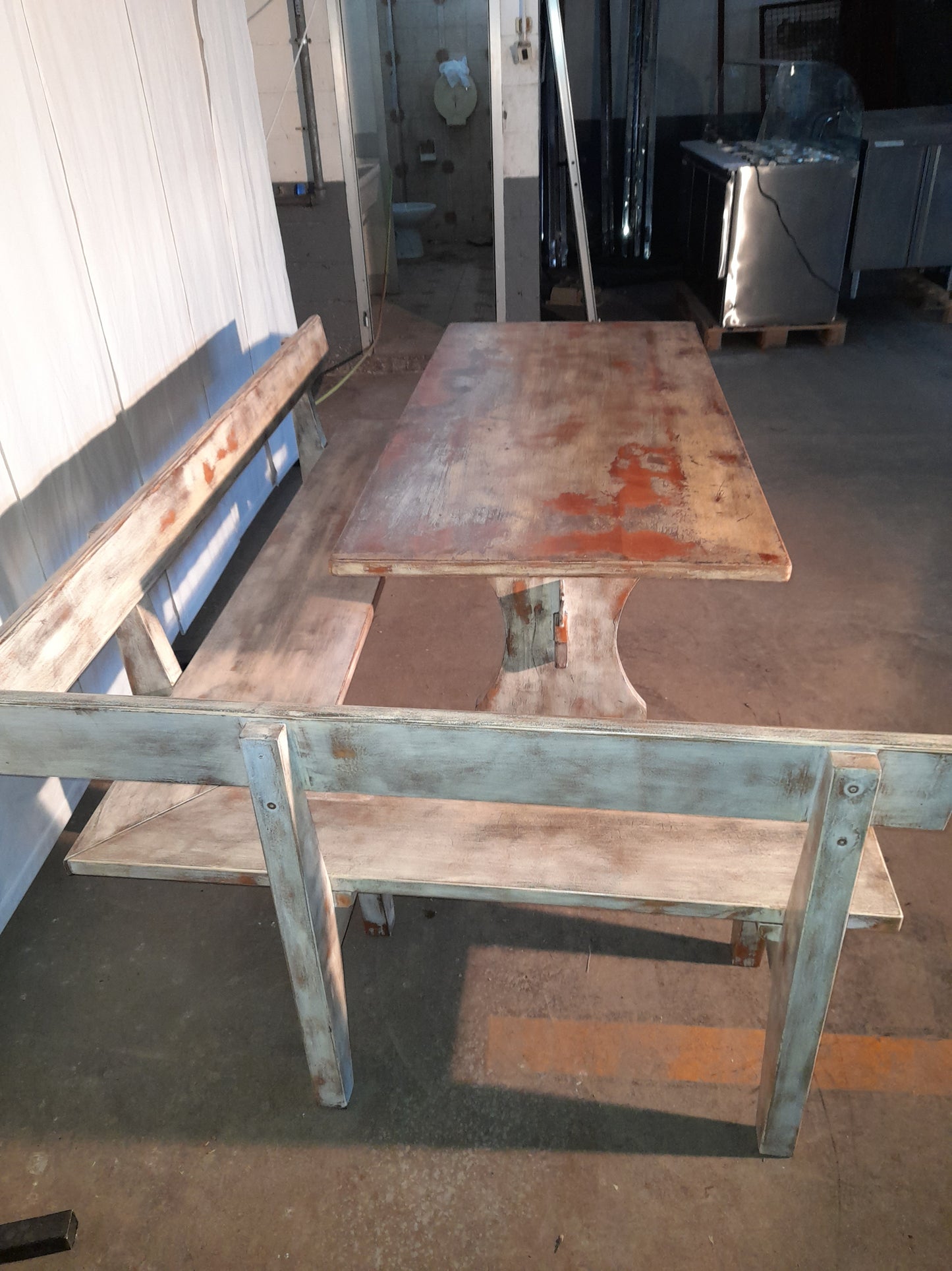 Tavolo e panche in legno massiccio (stile Vintage ) usato ( misure in foto) Tavolo smontabile Attrezzatura da ristorazione usata Sd Service Store