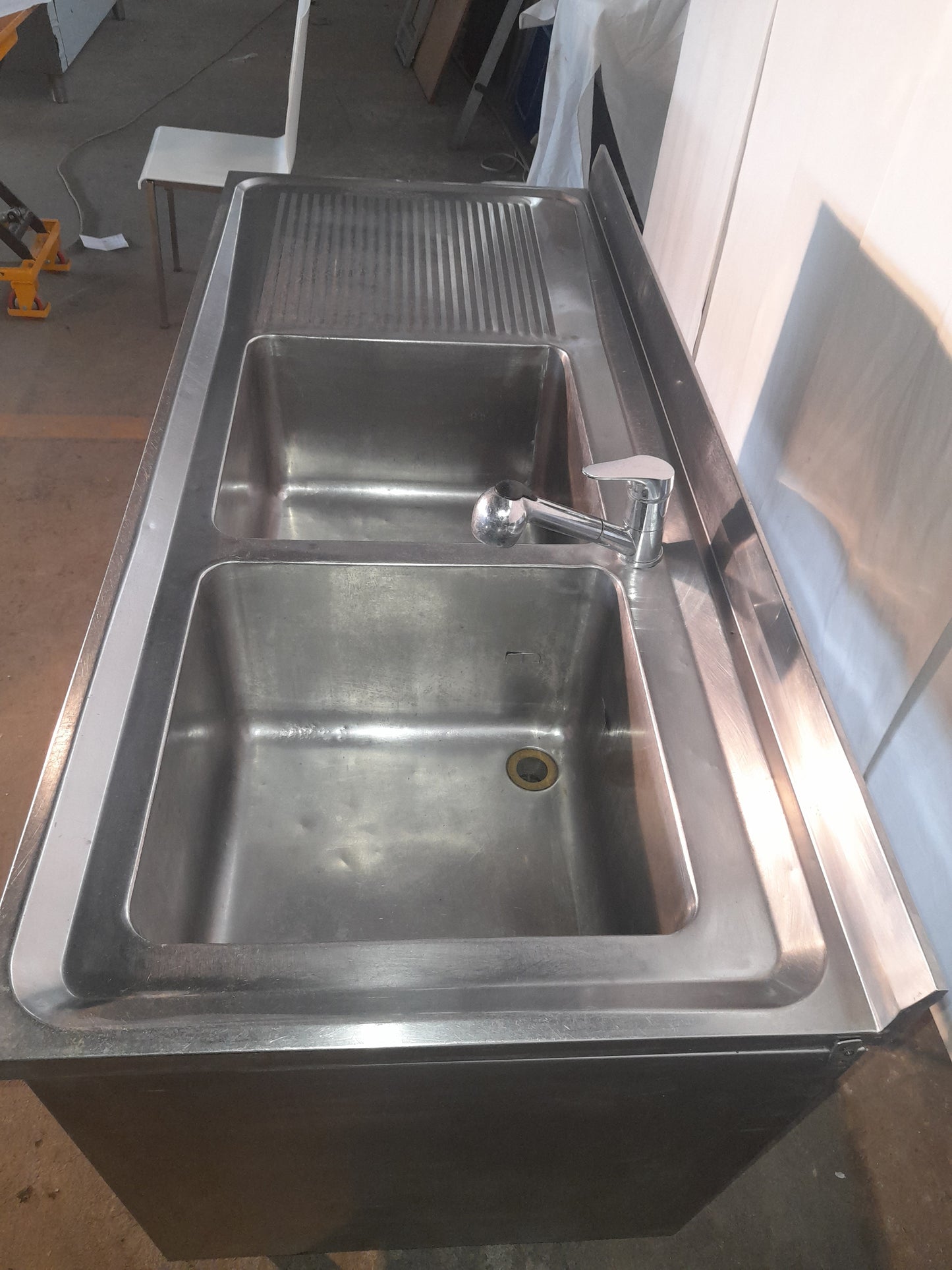 Lavandino usato 2 vasche in acciaio aisi 304 misura L 160 P 70 Alto 85 (misura vasca 45x48x35) Attrezzatura da ristorazione usata Sd Service Store