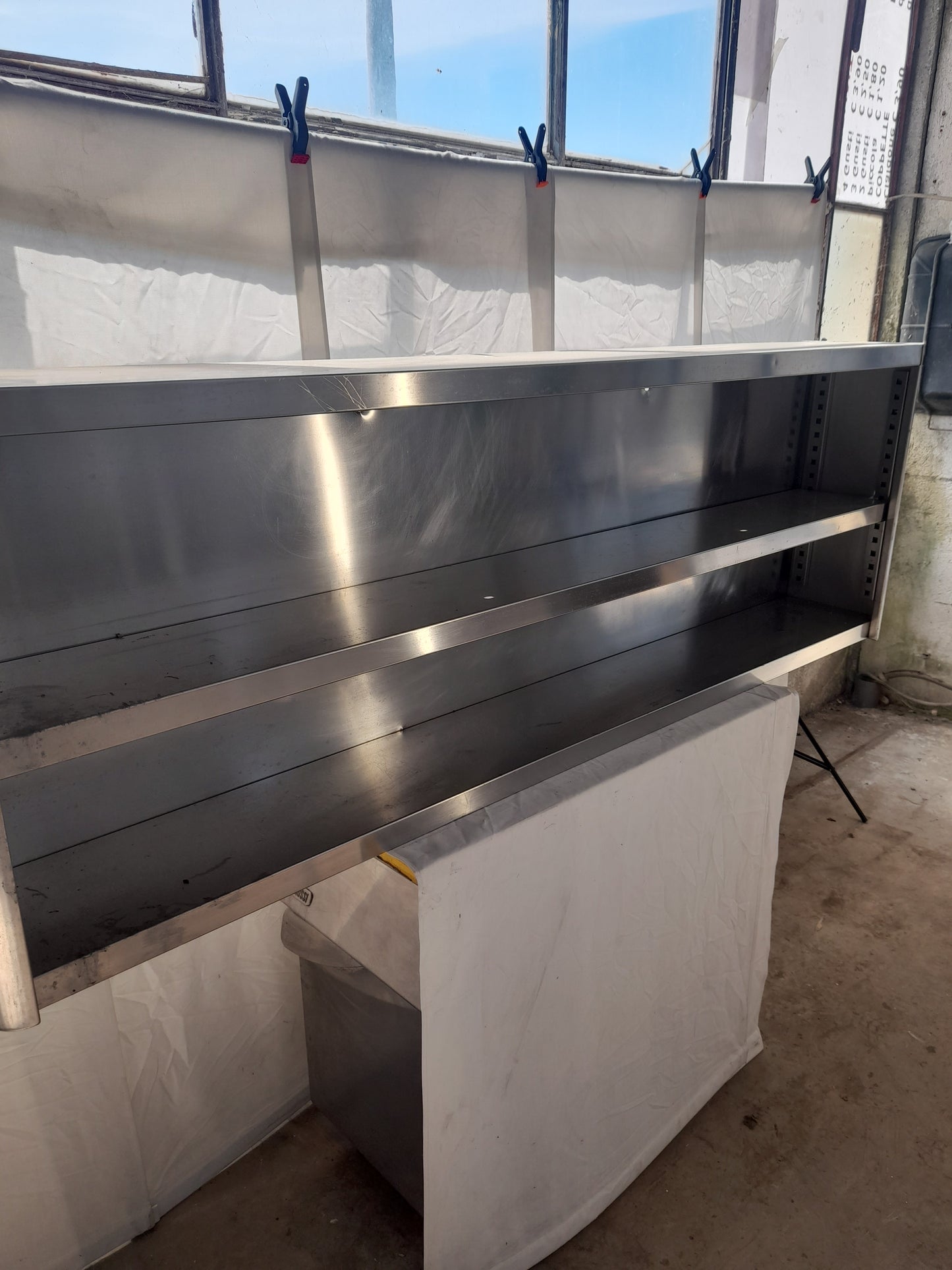 Pensile a muro usato in acciaio aisi 304 misure L 190 P 27 Alto 65 Attrezzatura da ristorazione usata Sd Service Store