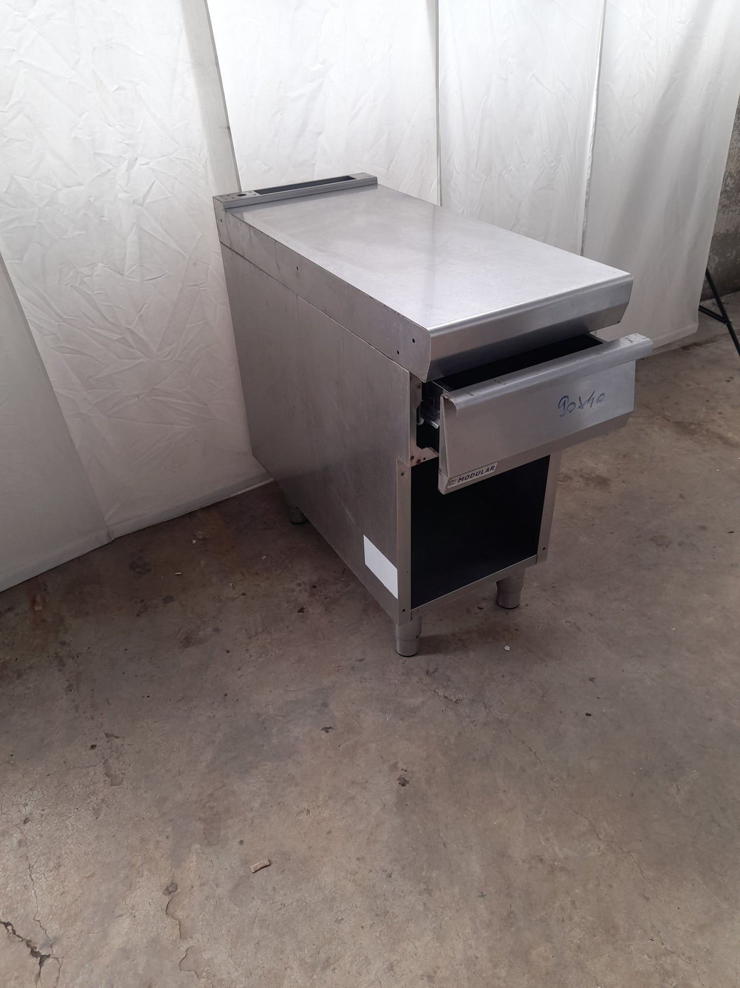 Banco usato in acciaio aisi 304 con 1 cassetto misure L 40 P 90 Alto 85 Attrezzatura da ristorazione usata Sd Service Store