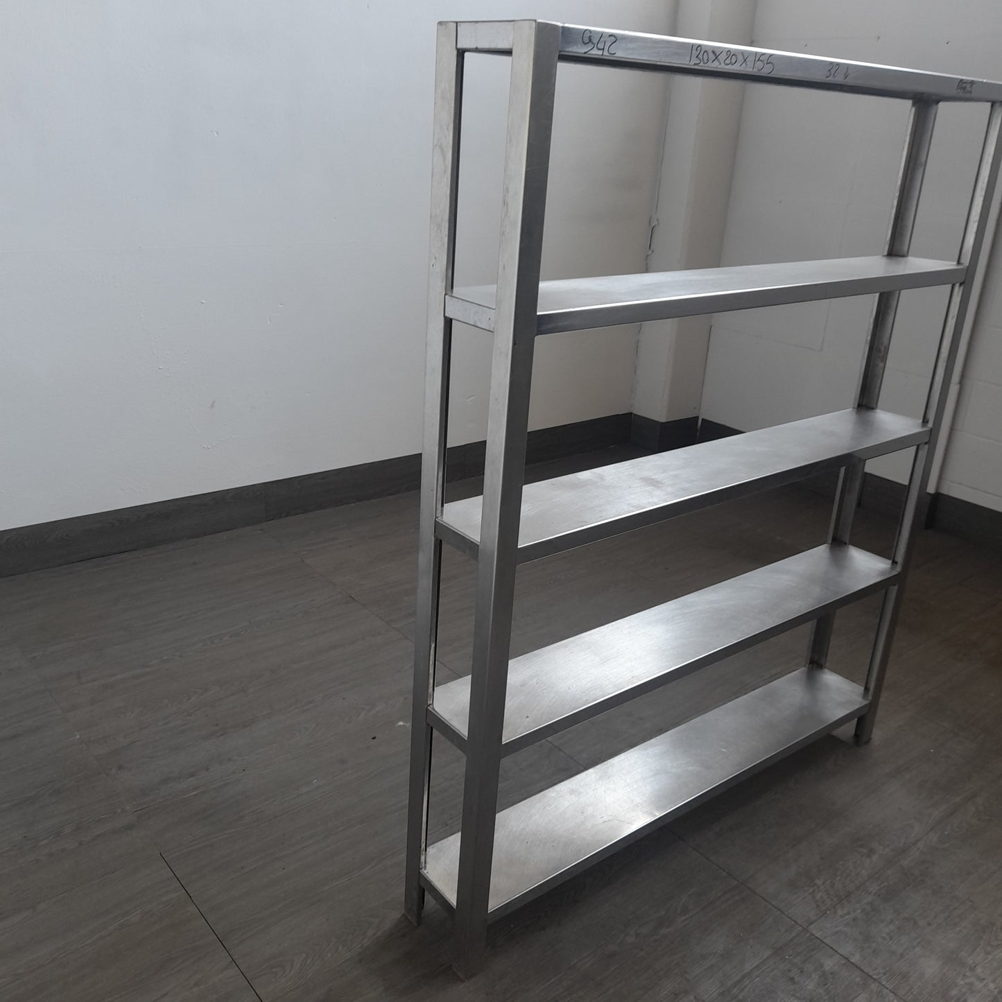 Scaffale usato in acciaio aisi 304 alimentare misure L 130 P 20 Alto 155 cm Attrezzatura da ristorazione usata Sd Service Store