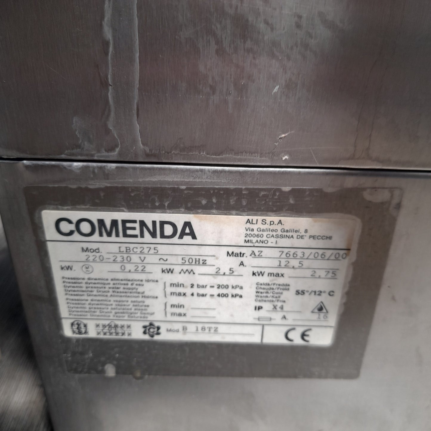 Lavabicchieri usata marca Commenda 220v ( cesto 40x 40 cm ) Misure L 46 P 53 Alta 70 max calice 20 cm Attrezzatura da ristorazione usata Sd Service Store