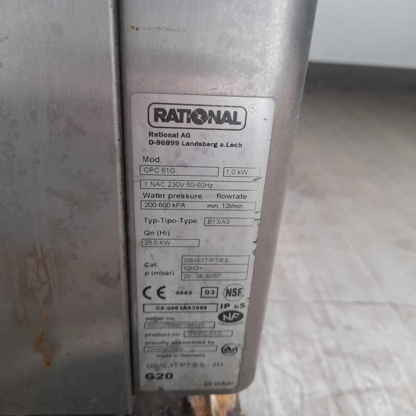 Forno rational Gas (non funzionante) e stato acceso dal tecnico manualmente e si accende Attrezzatura da ristorazione usata Sd Service Store