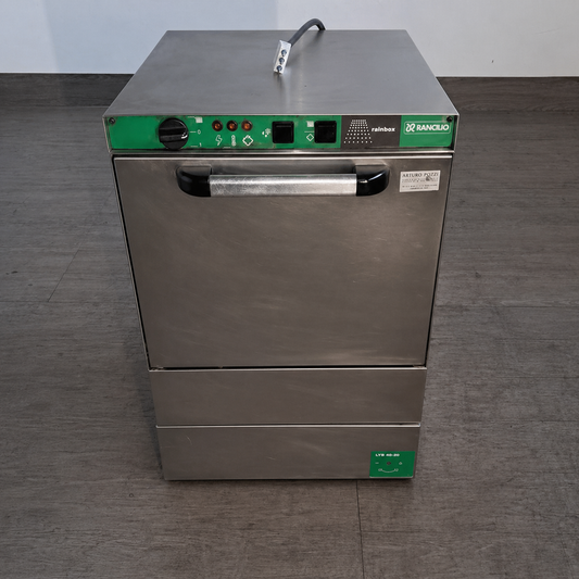 Lavabicchieri, marca Rancilo; 220 V; cesto 40×40 cm; L 48 cm; P 54 cm; H 72 cm; calice alto, usata per la ristorazione Attrezzatura da ristorazione usata Sd Service Store