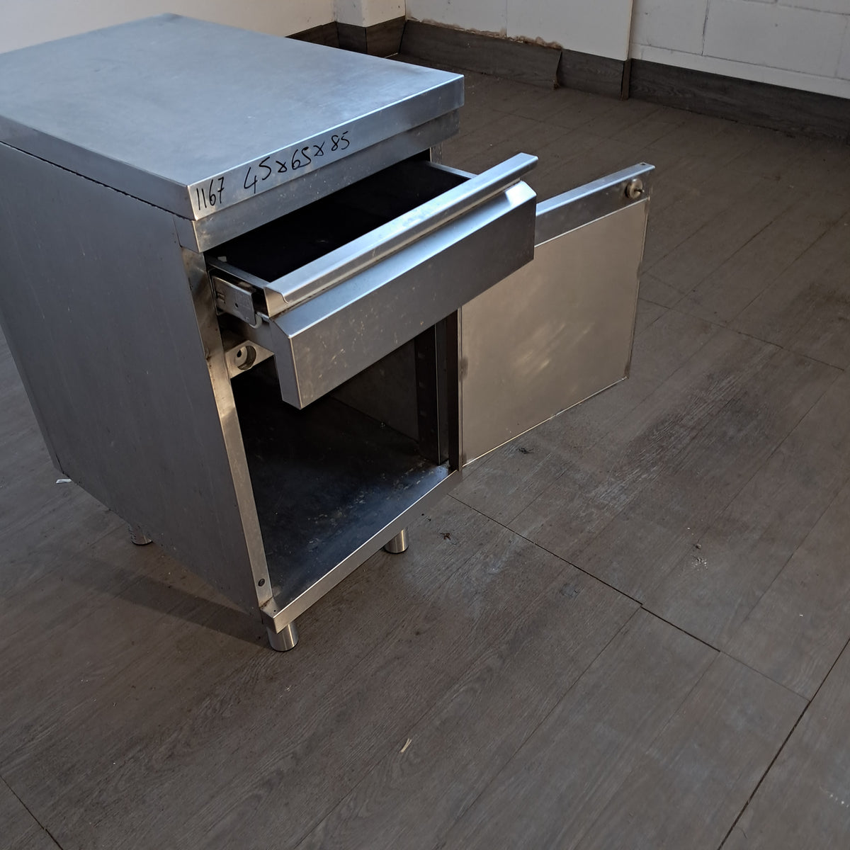 Cassettiera in acciaio inox AISI 304, L 45 cm, P 65 cm, H 85 cm — usata