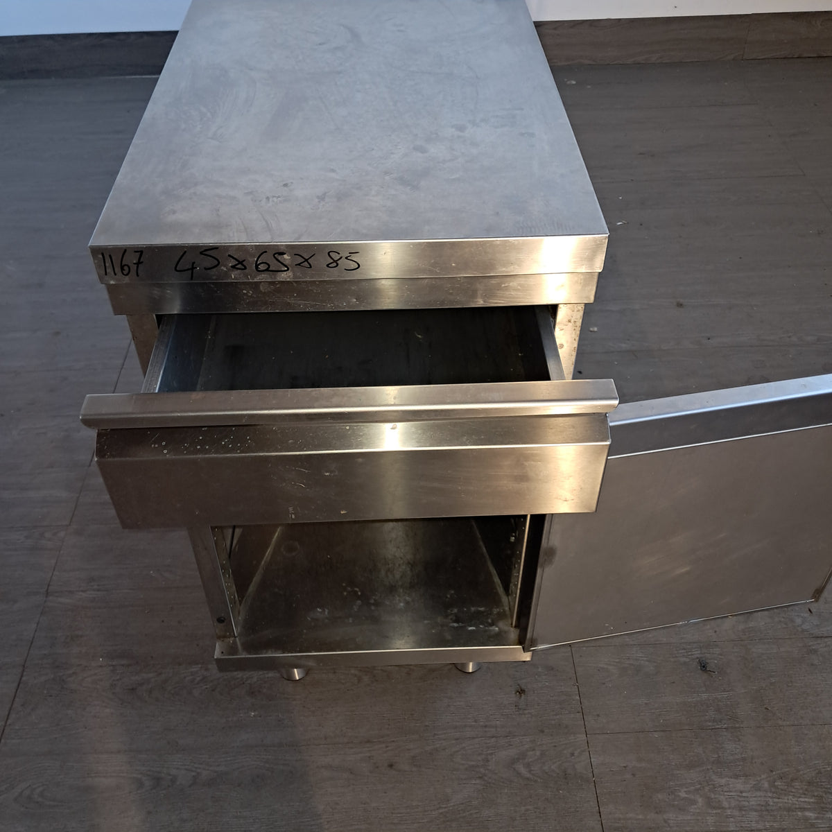 Cassettiera in acciaio inox AISI 304, L 45 cm, P 65 cm, H 85 cm — usata