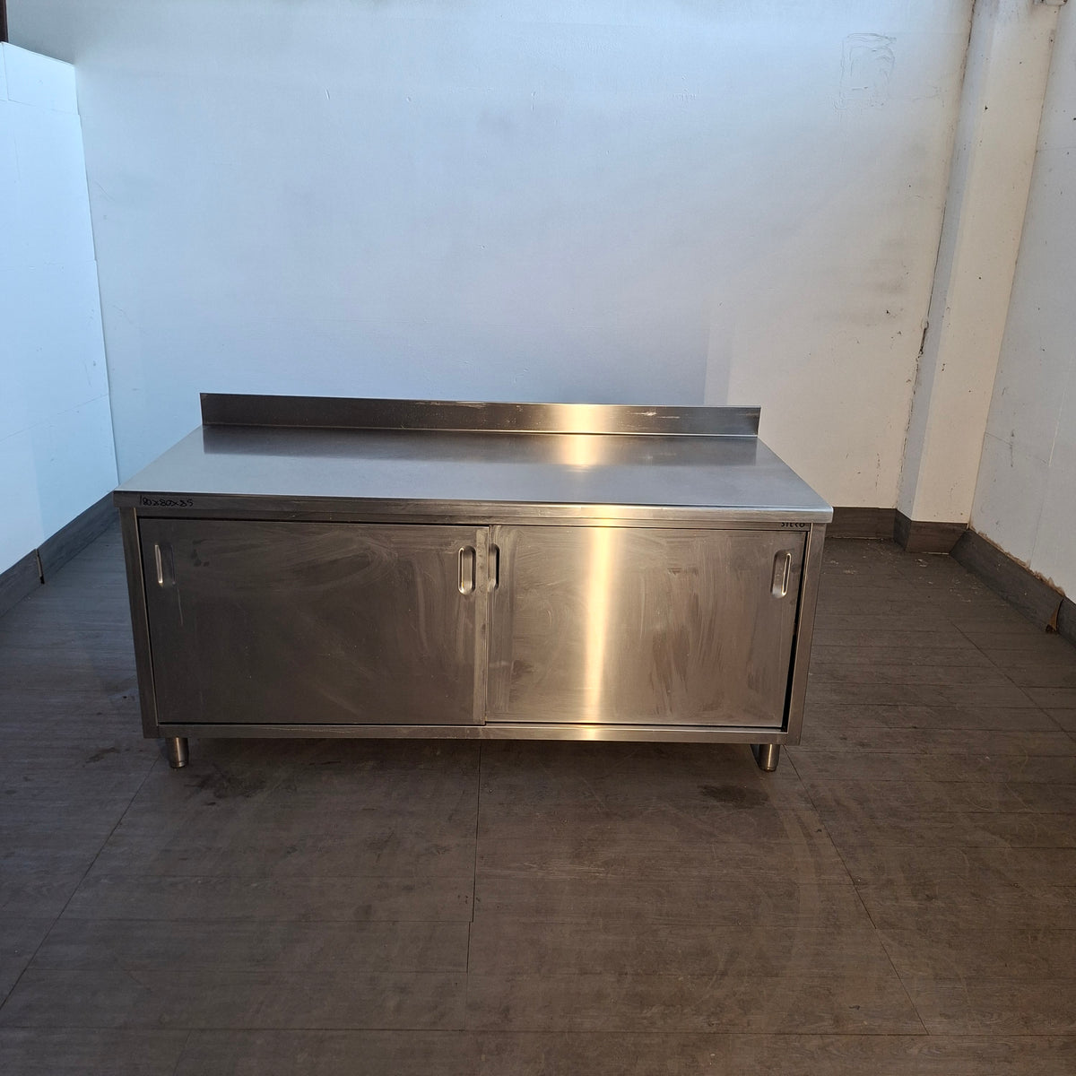 Banco in acciaio per ristorante 2 sportelli L 180 P 80 H 85 Attrezzatura da ristorazione usata Sd Service Store