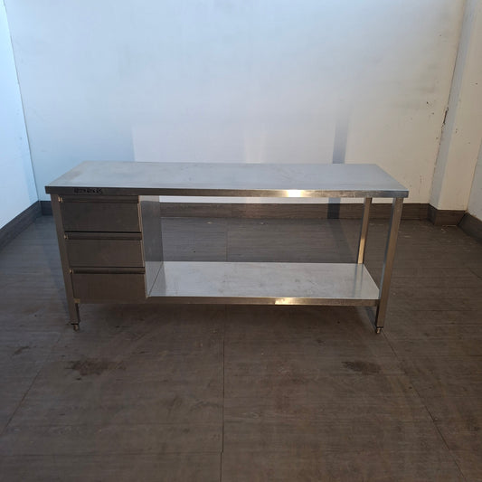 Tavolo in acciaio per ristorante con 3 cass L 180 P 60 H 85 Attrezzatura da ristorazione usata Sd Service Store