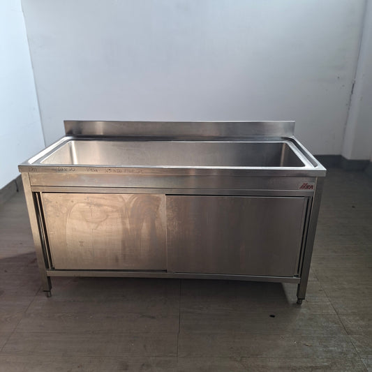 Lavandino armadiato per ristorante (vasca unica grande 145x50x35) L 160 P 70 H 85 Attrezzatura da ristorazione usata Sd Service Store