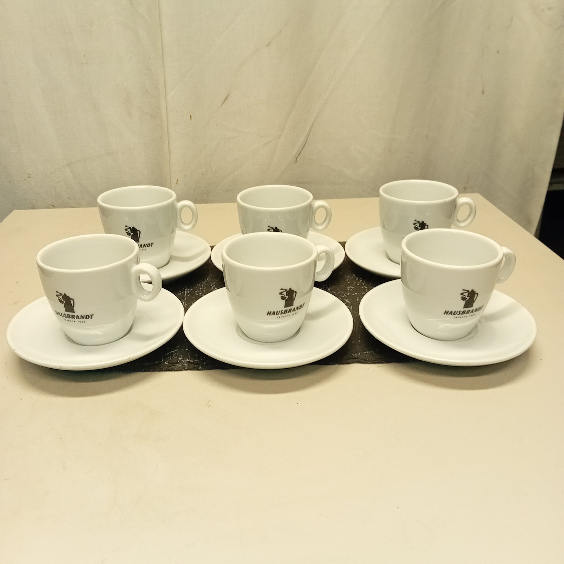 Set da 6 tazze da cappuccino , con piattino, marca Caffè Hausbrandt,usate per la risorazione Attrezzatura da ristorazione usata Sd Service Store