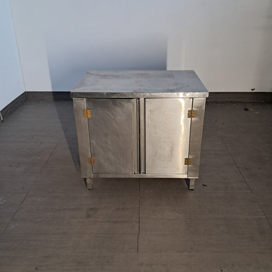 Banco in acciaio inox AISI 304 con 2 porte battenti, L 95 cm, P 70 cm, H 85 cm — usato Attrezzatura da ristorazione usata Sd Service Store