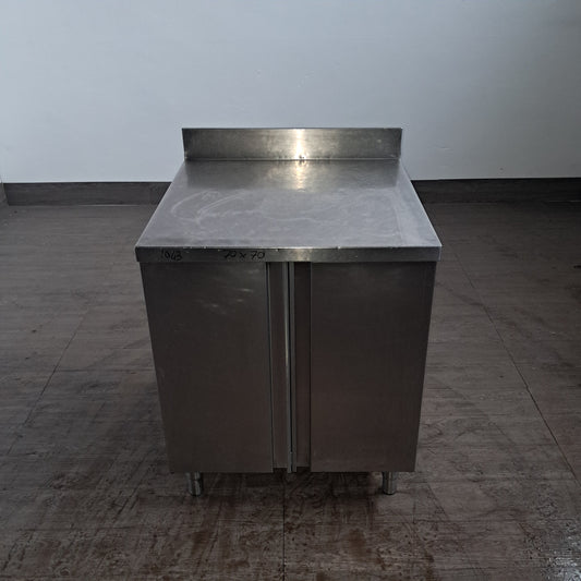 Banco inox AISI 304 con 2 sportelli e mensola, L 70 cm, P 70 cm, H 85 cm — usato Attrezzatura da ristorazione usata Sd Service Store