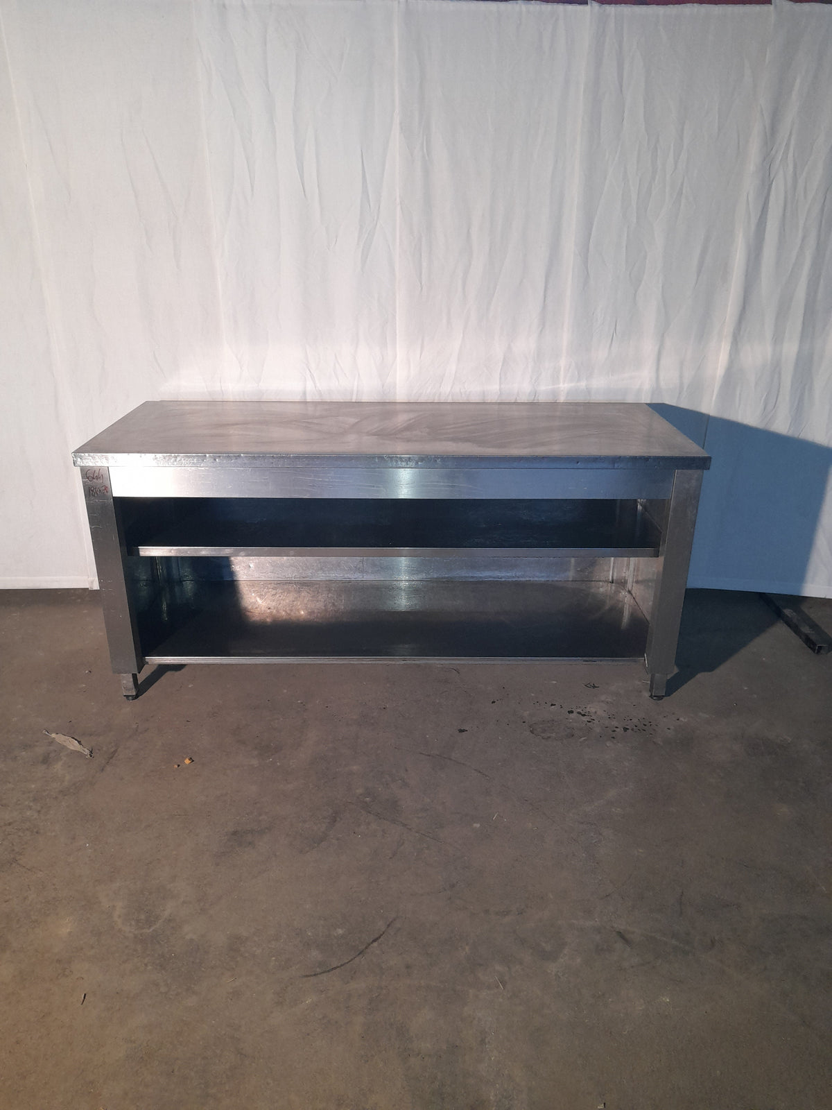 Banco inox AISI 304 con mensola interna, L 180 cm, P 70 cm, H 85 cm — usato Attrezzatura da ristorazione usata Sd Service Store