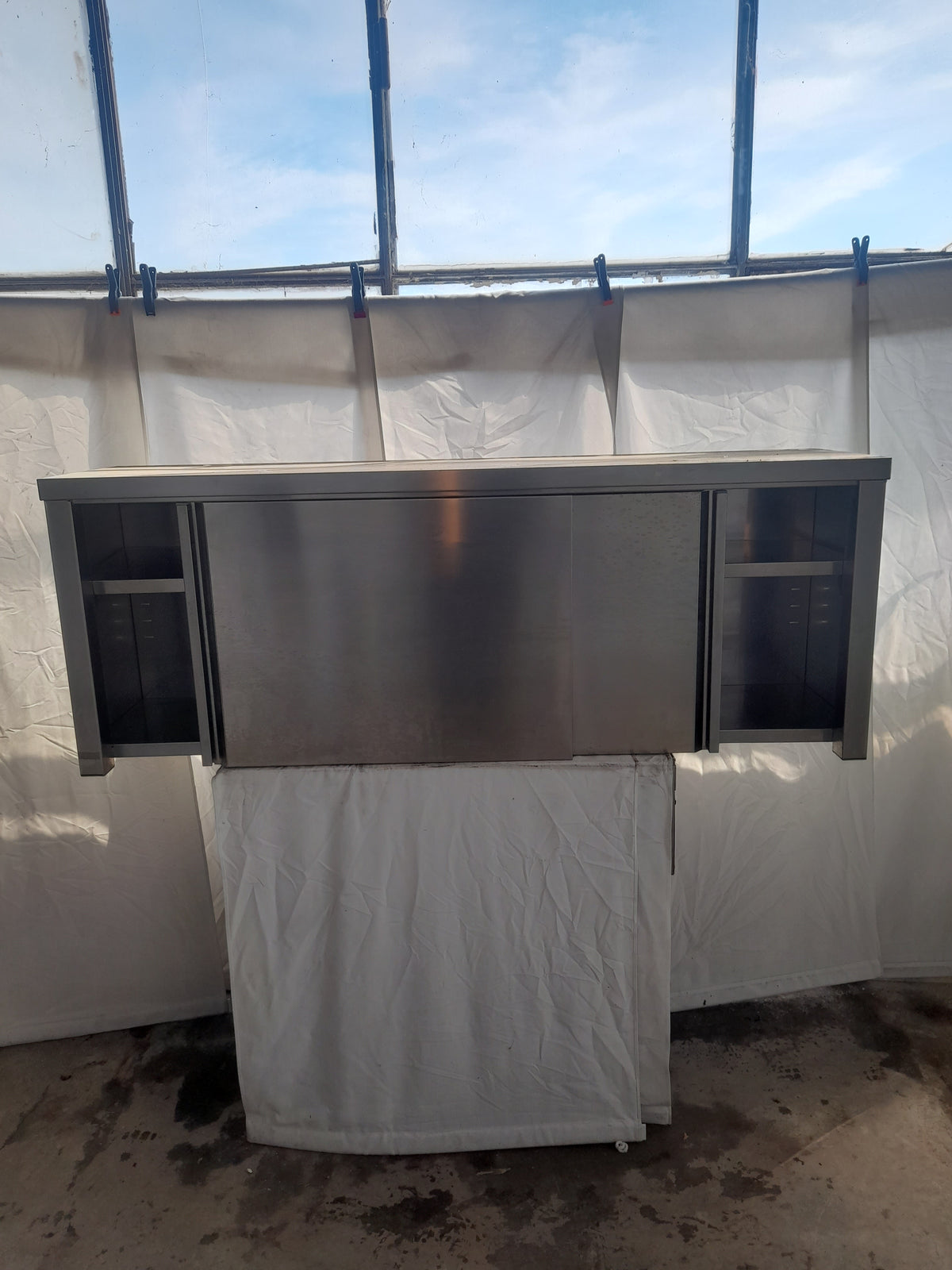 Pensile a muro inox AISI 304, L 160 cm, P 40 cm, H 60 cm — usato Attrezzatura da ristorazione usata Sd Service Store