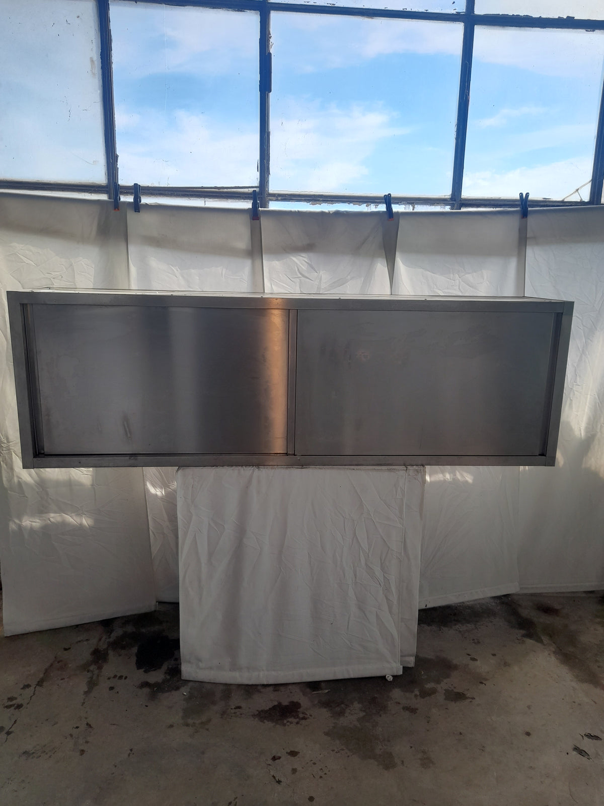 Pensile a muro inox AISI 304, L 200 cm, P 40 cm, H 63 cm — usato Attrezzatura da ristorazione usata Sd Service Store