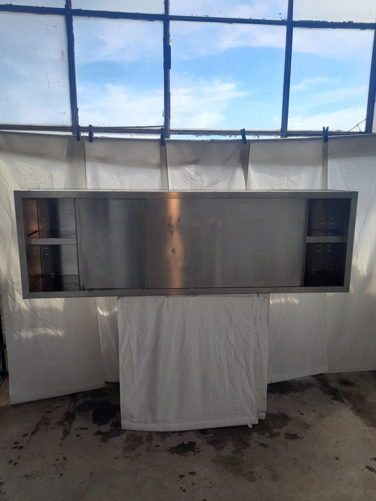 Pensile a muro inox AISI 304, L 200 cm, P 40 cm, H 63 cm — usato Attrezzatura da ristorazione usata Sd Service Store