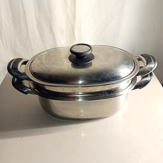 Casseruola usata con vaporiera. Acciaio inox 18/10 6lt. Attrezzatura da ristorazione usata Sd Service Store