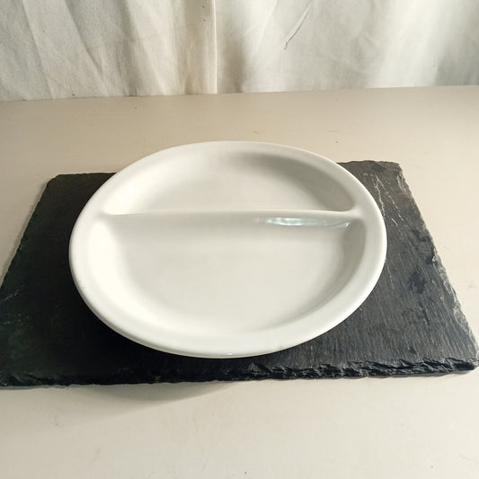 Piatto piano in porcellana usata Saturnia, 2 scomparti, diametro 27cm Ristorazione Sd Service Store