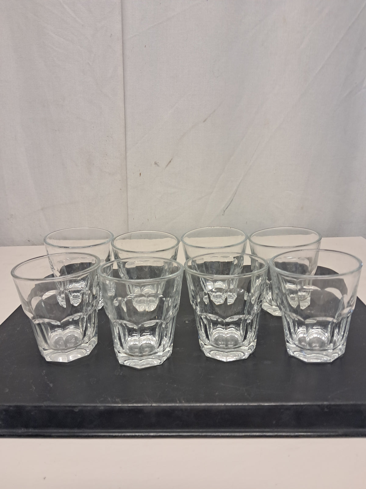 Bicchieri in vetro per amaro, 1 set da 8 pezzi, altezza 7cm, diametro 8cm, usati per la ristorazione
