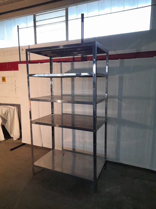 Scaffale professionale in acciaio AISI alimentare, L 138 cm, P 80 cm, H 300 cm — usato Attrezzatura da ristorazione usata Sd Service Store