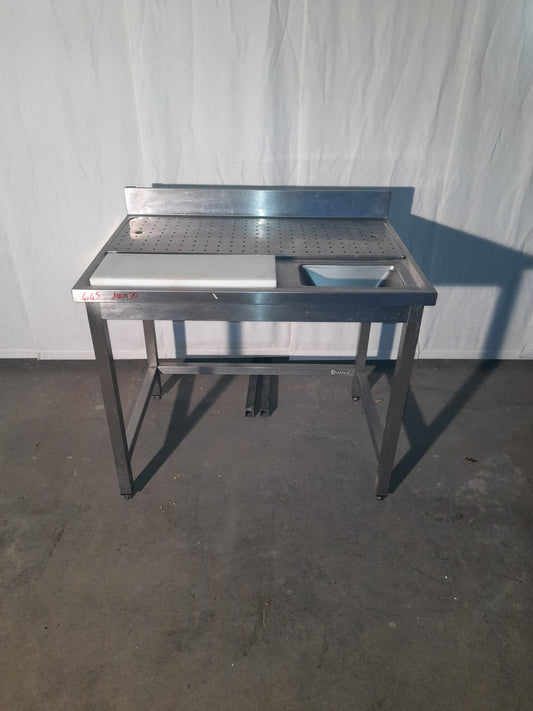 Tavolo inox AISI 304 con foro per sbarazzo, L 100 cm, P 70 cm, H 85 cm — usato Attrezzatura da ristorazione usata Sd Service Store